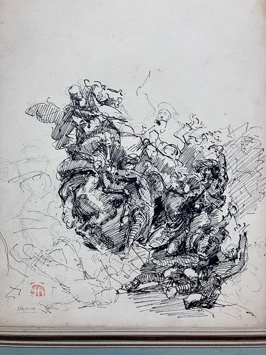 Dessin Encre Et Crayon Jules Chadel (1870-1941)-photo-3