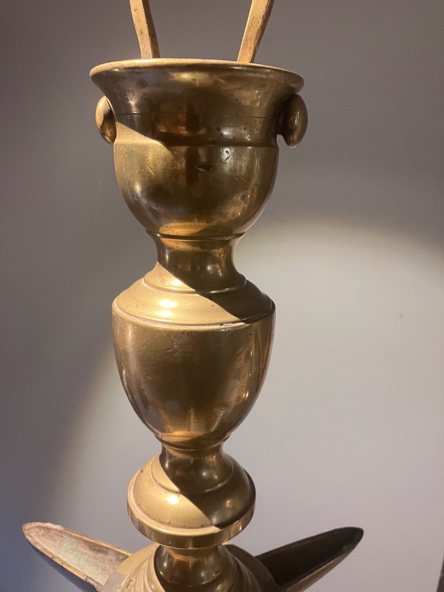 Chandelier Oil Lamp, High Period Bronze -photo-2
