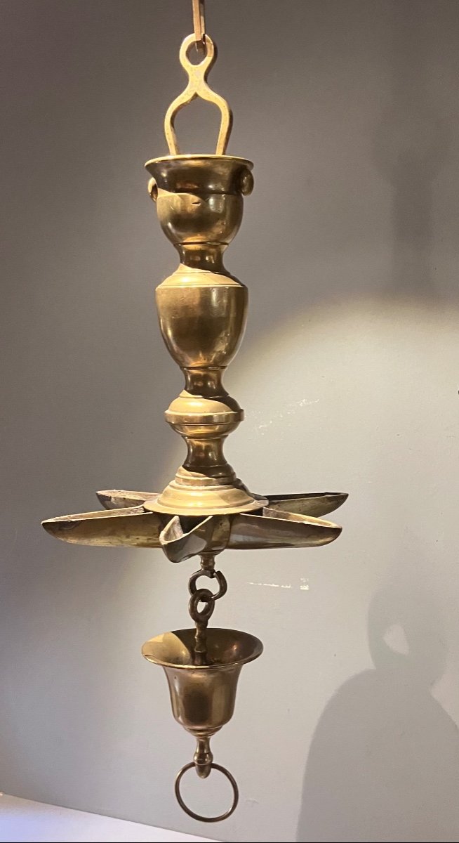 Chandelier Oil Lamp, High Period Bronze 