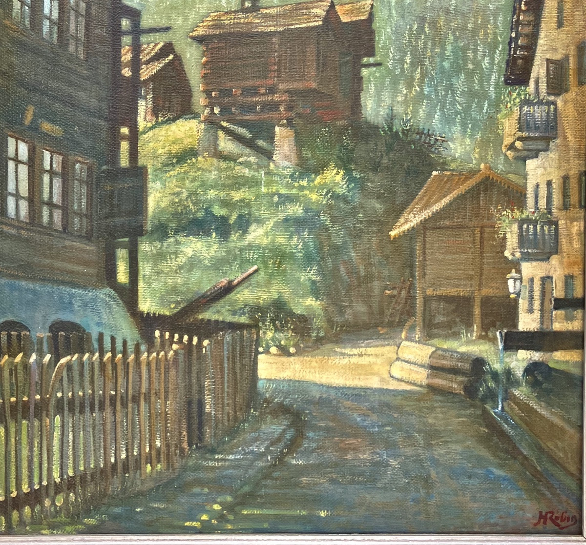 Zermatt, Mountain Hut And Matterhorn Painting-photo-3