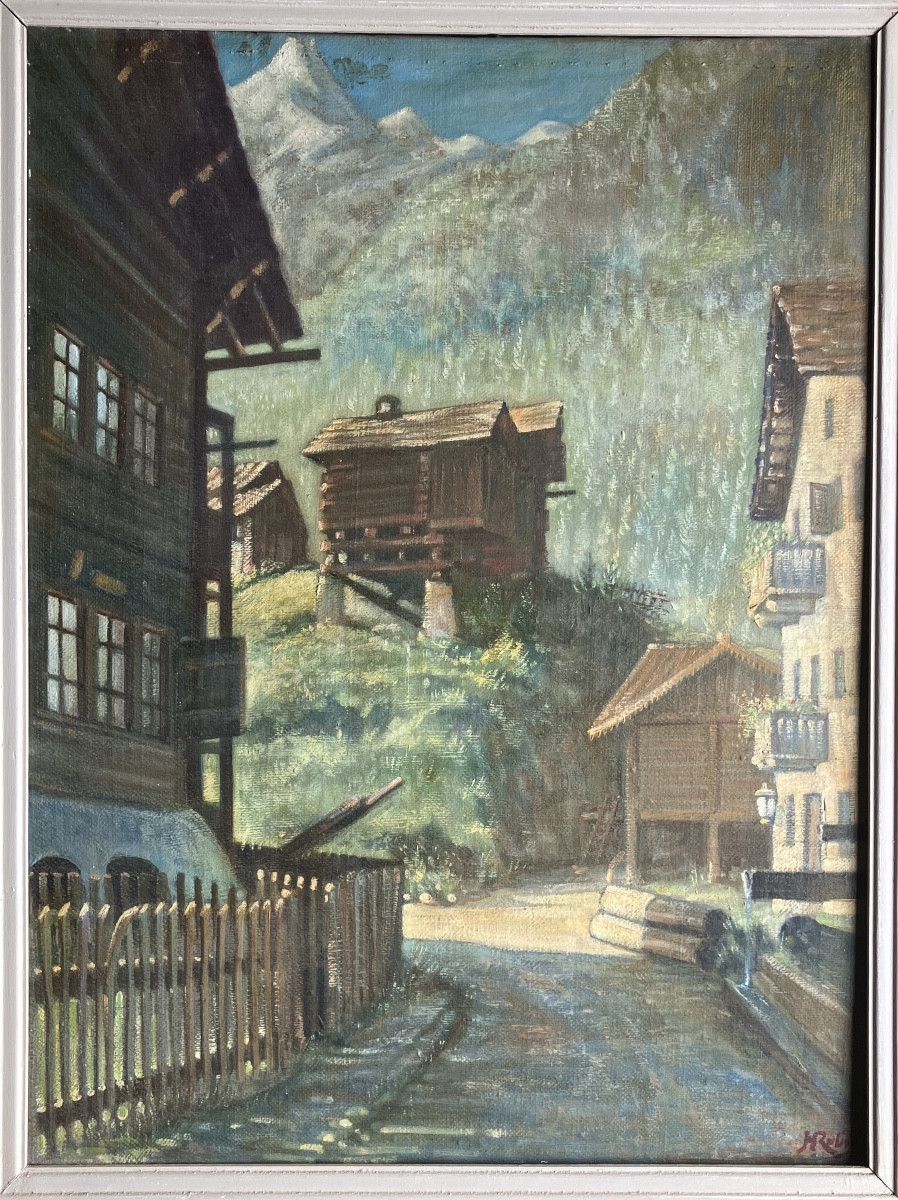 Zermatt, Mountain Hut And Matterhorn Painting
