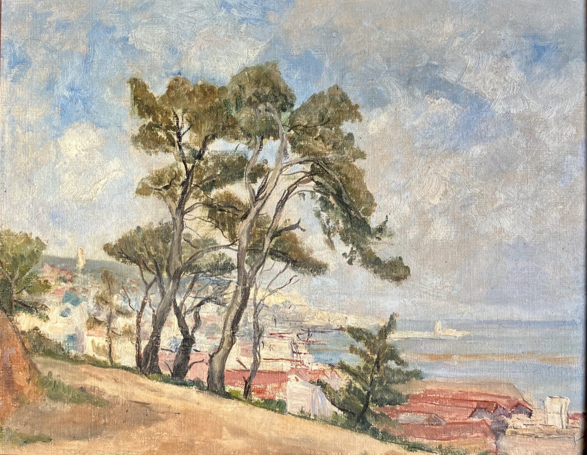 Orientalist Painting View Of Algiers By Simone Forge (1911-2003)-photo-3