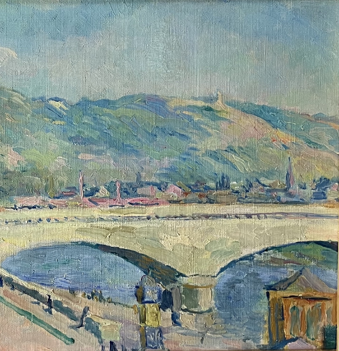 Tableau impressionniste. Pont Corneille à Rouen par Raymond de Chabaud La Tour (1865-1929)-photo-3