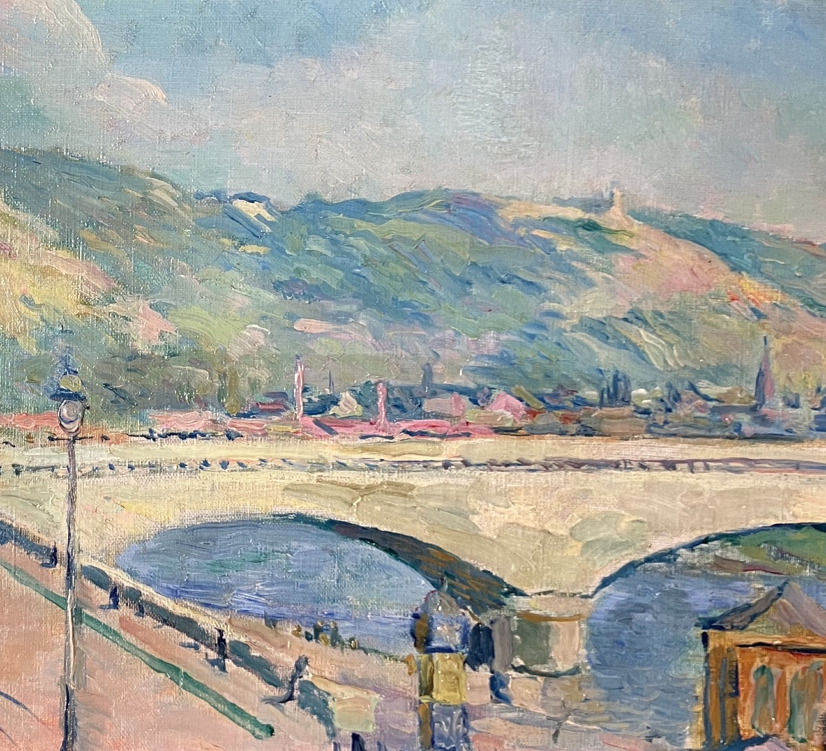 Tableau impressionniste. Pont Corneille à Rouen par Raymond de Chabaud La Tour (1865-1929)-photo-1