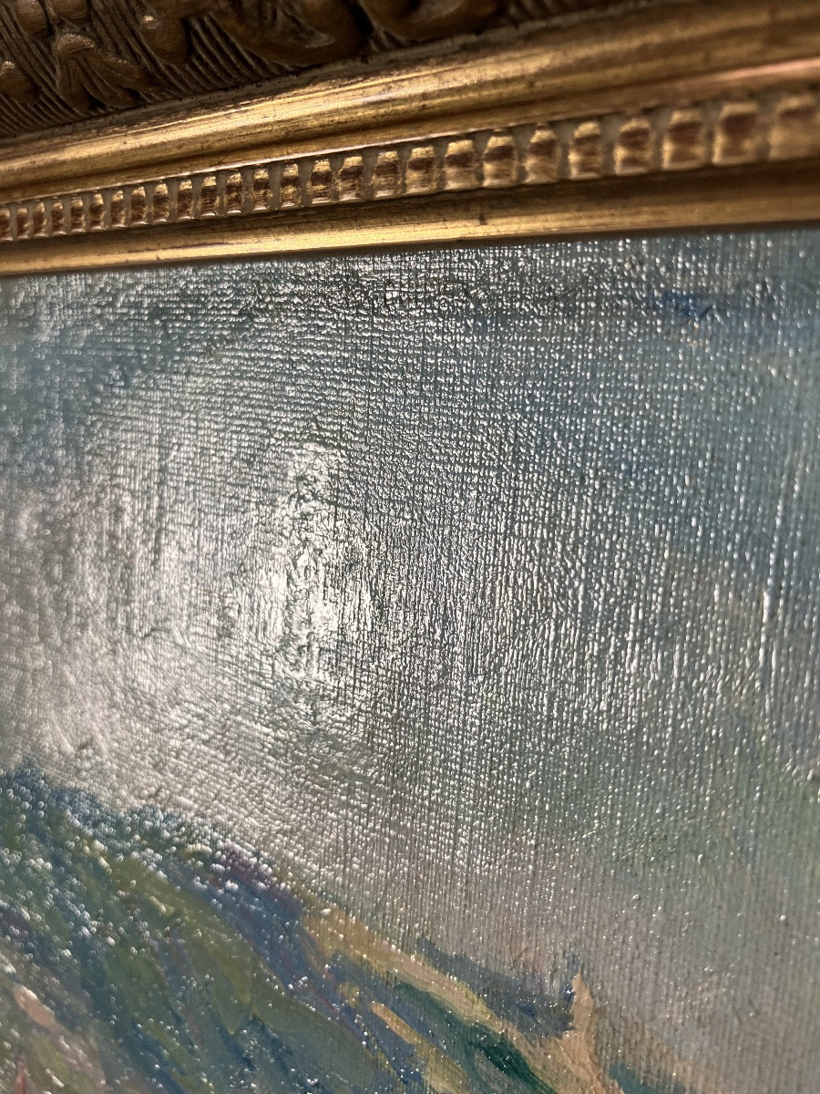 Tableau impressionniste. Pont Corneille à Rouen par Raymond de Chabaud La Tour (1865-1929)-photo-4