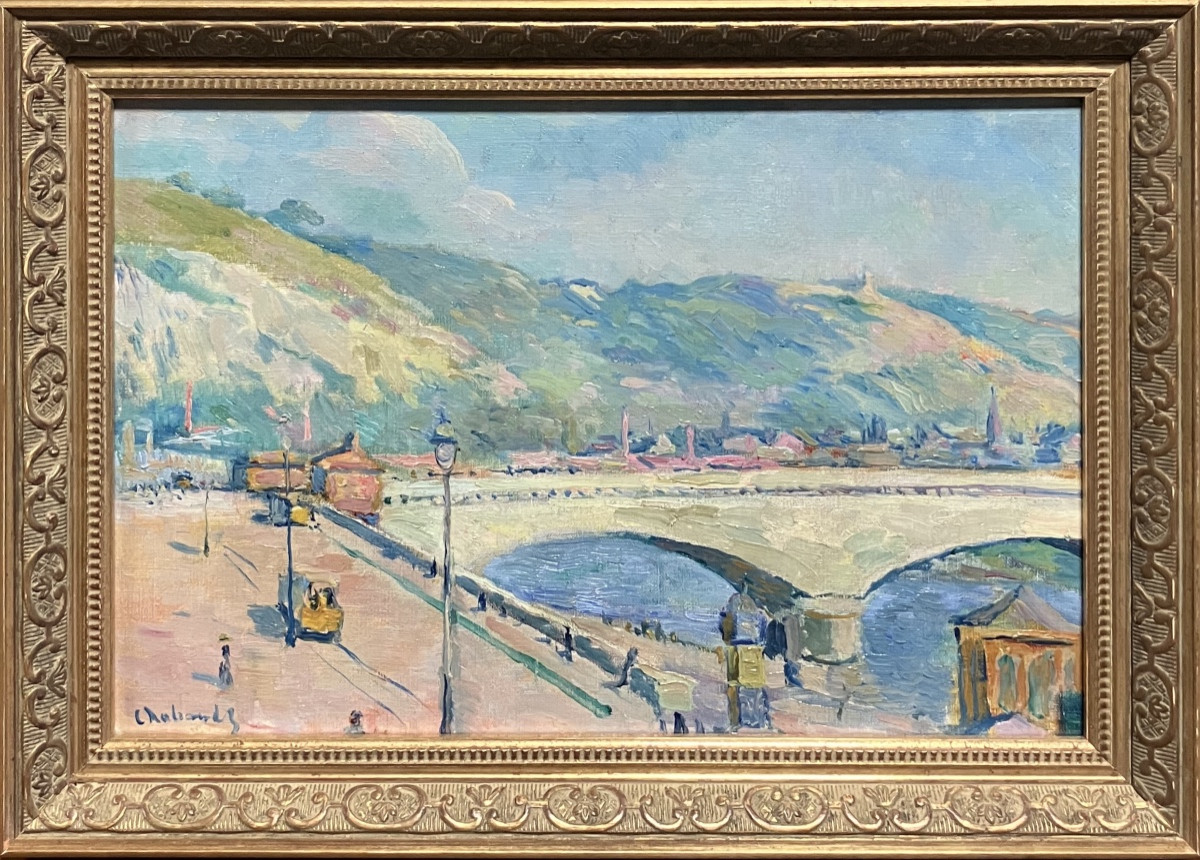 Tableau impressionniste. Pont Corneille à Rouen par Raymond de Chabaud La Tour (1865-1929)