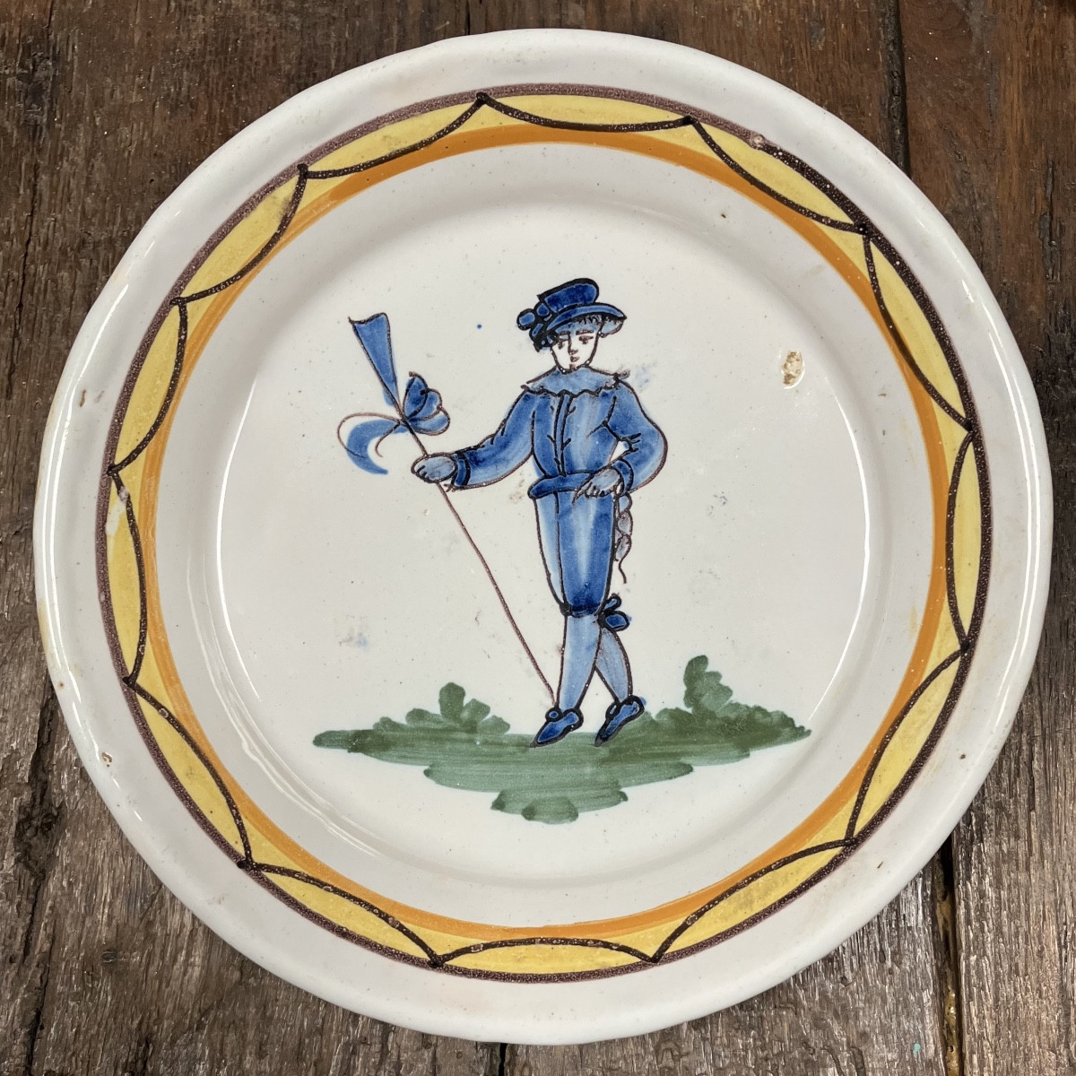  Pair Of Earthenware Plates From Saintes, Charente Maritime-photo-1