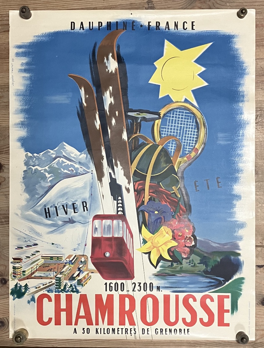 Affiche - Tourisme - Ski - Chamrousse -  J. Tantot - 1957-photo-4