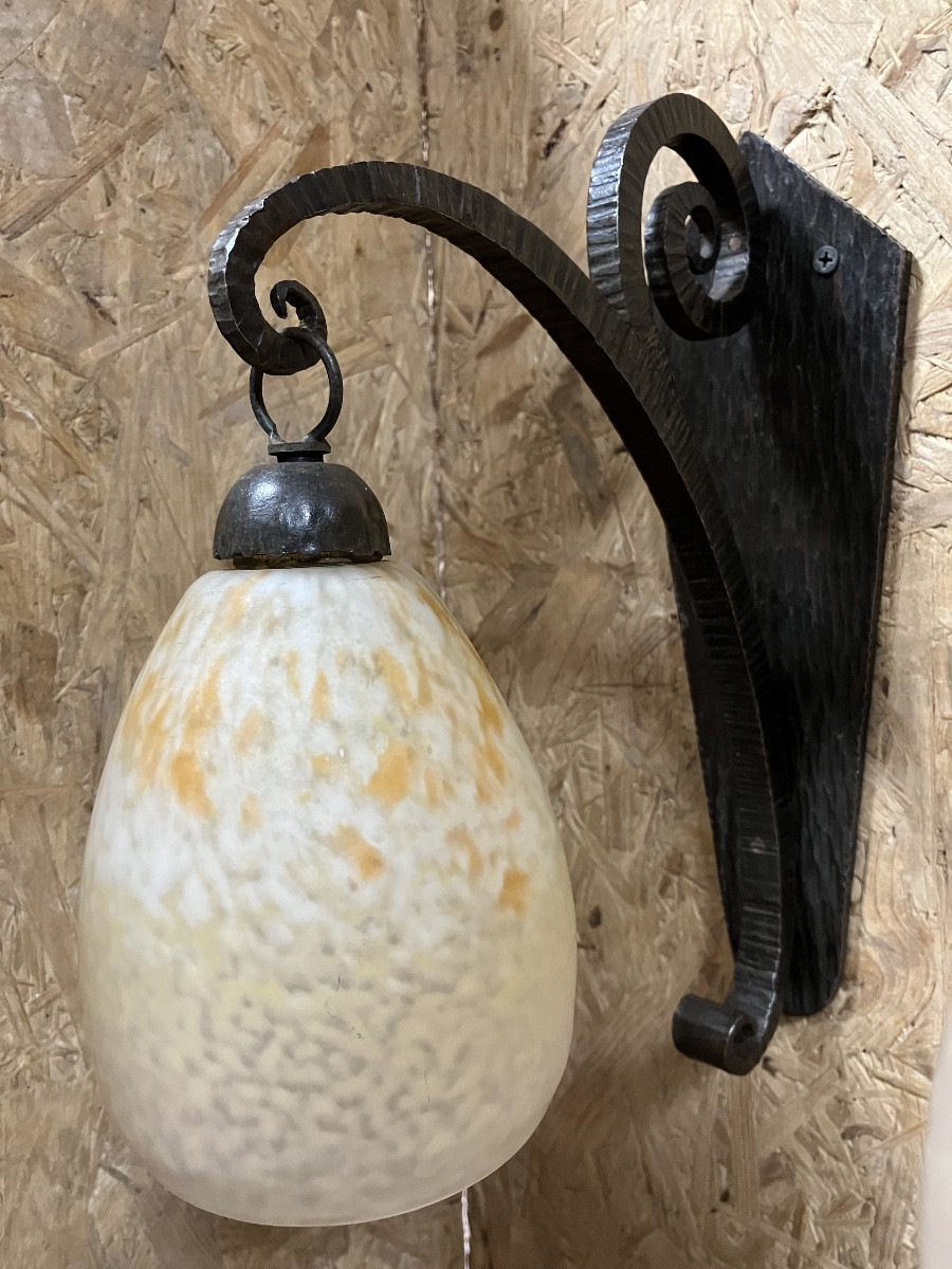 Suite de 6 appliques Art Déco  - Schneider - Fer forgé-photo-4