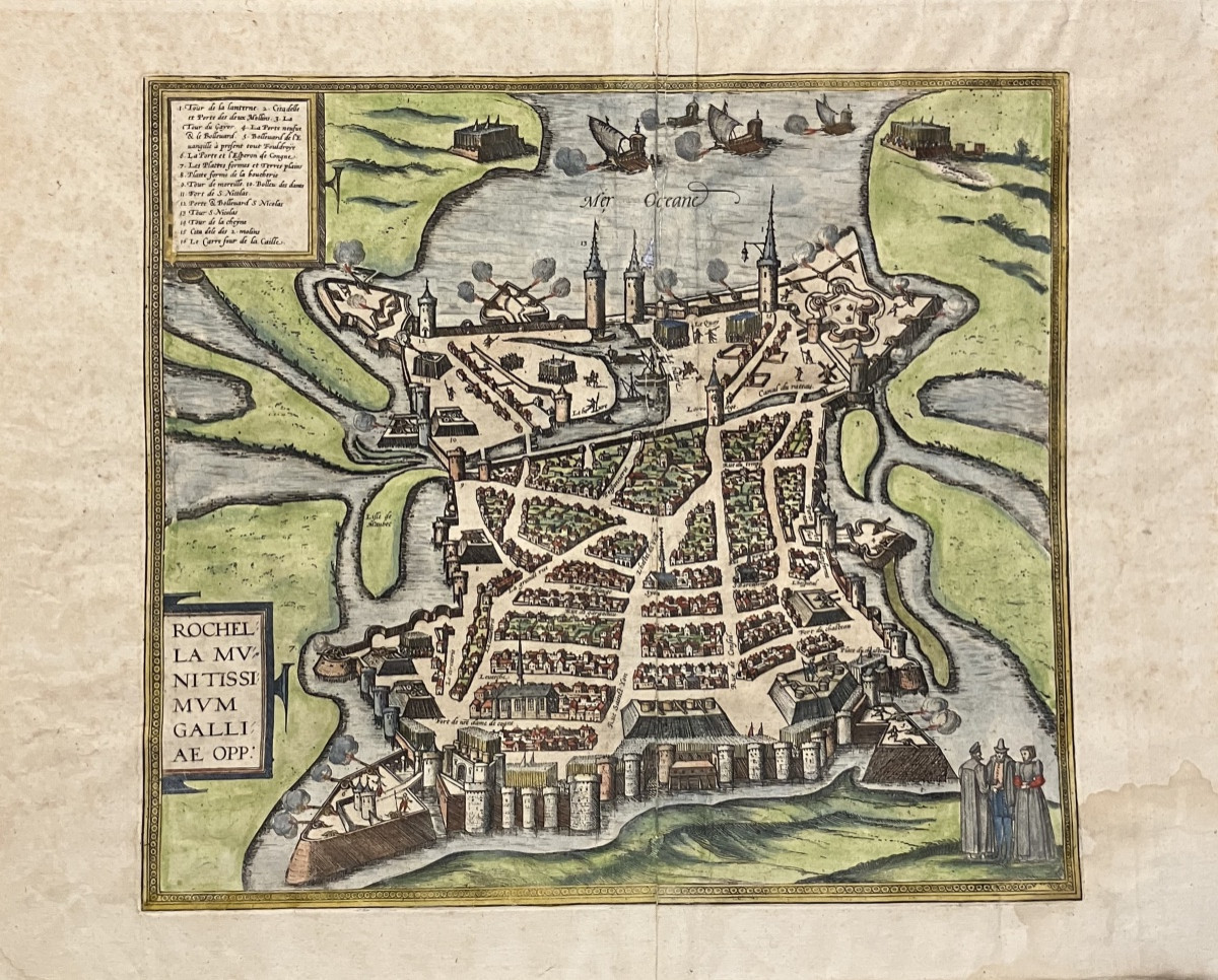 Ancien plan de La Rochelle vers 1590 Braun et Hogenberg cartographes-photo-3