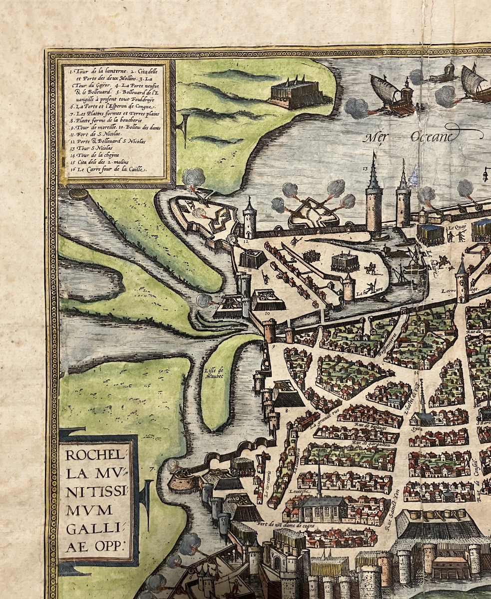 Ancien plan de La Rochelle vers 1590 Braun et Hogenberg cartographes-photo-3