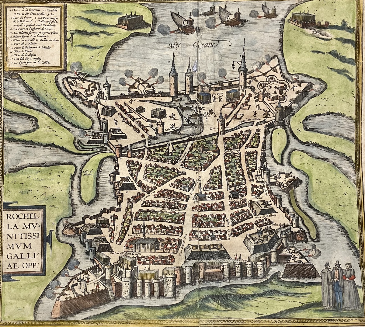 Ancien plan de La Rochelle vers 1590 Braun et Hogenberg cartographes