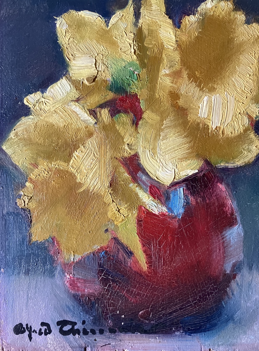 Painting By Alfred Thésonnier (1898–1973)  Daffodils-photo-4