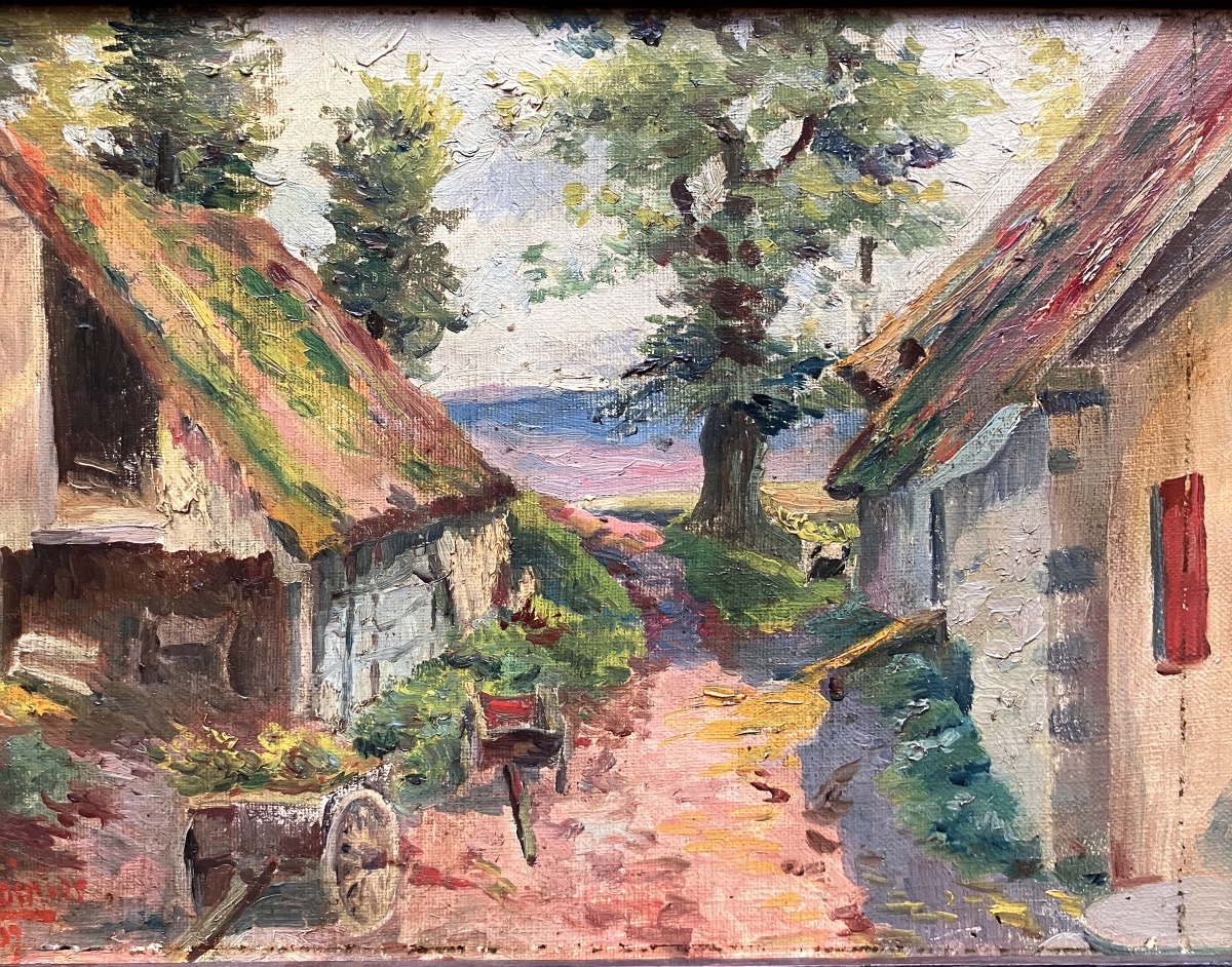 Henri Moinier 1857-1924 ,Ecole de Murol, paysage Auvergne.-photo-2