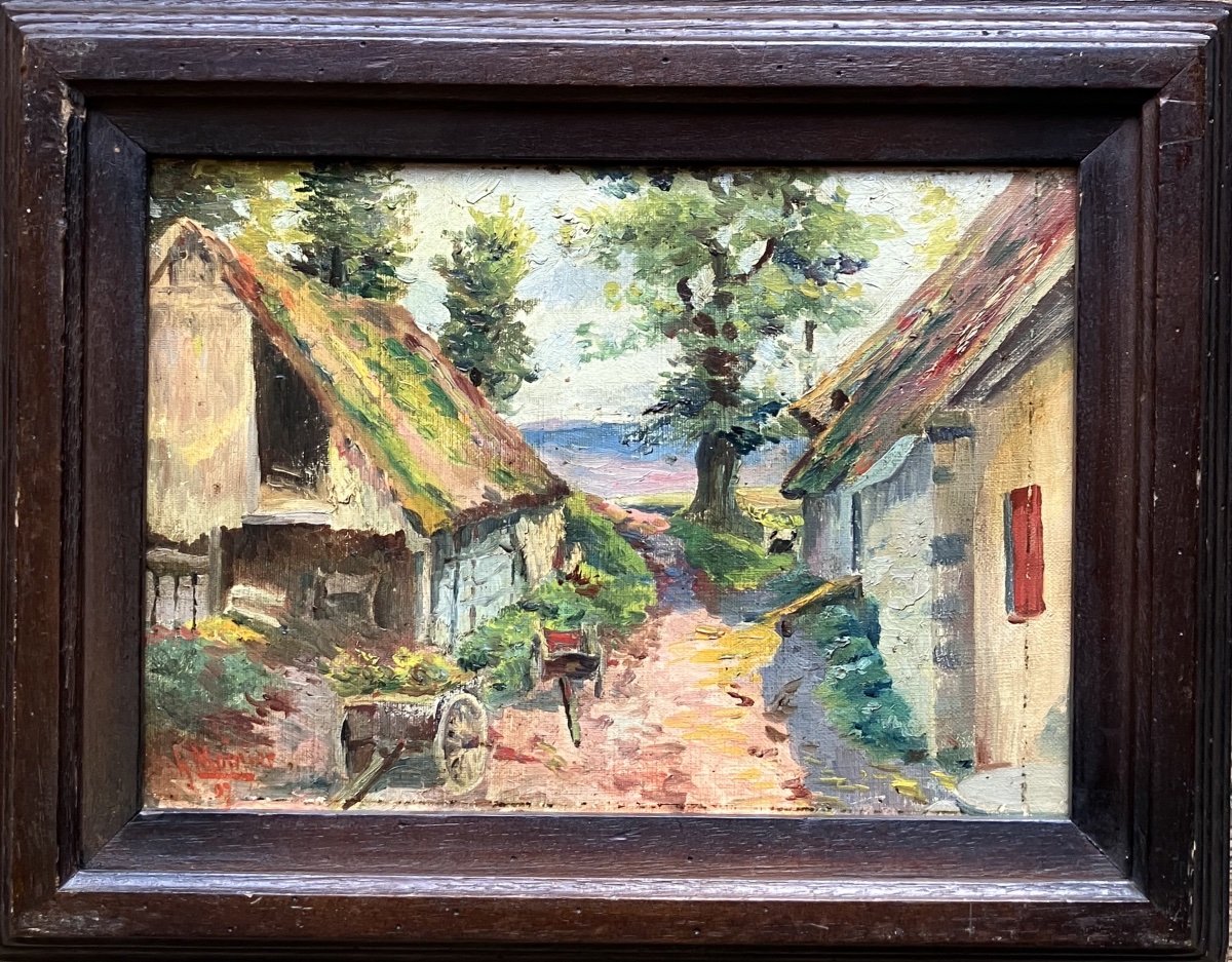 Henri Moinier 1857-1924 ,Ecole de Murol, paysage Auvergne.