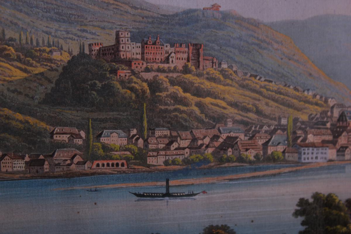 Tableau Chateau d'Heidelberg Allemagne Gouache-photo-2