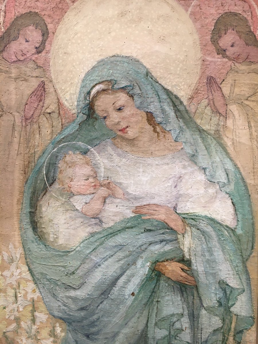Vierge à l'Enfant Par Louise Cottin (1907-1974) Prix De Rome-photo-3