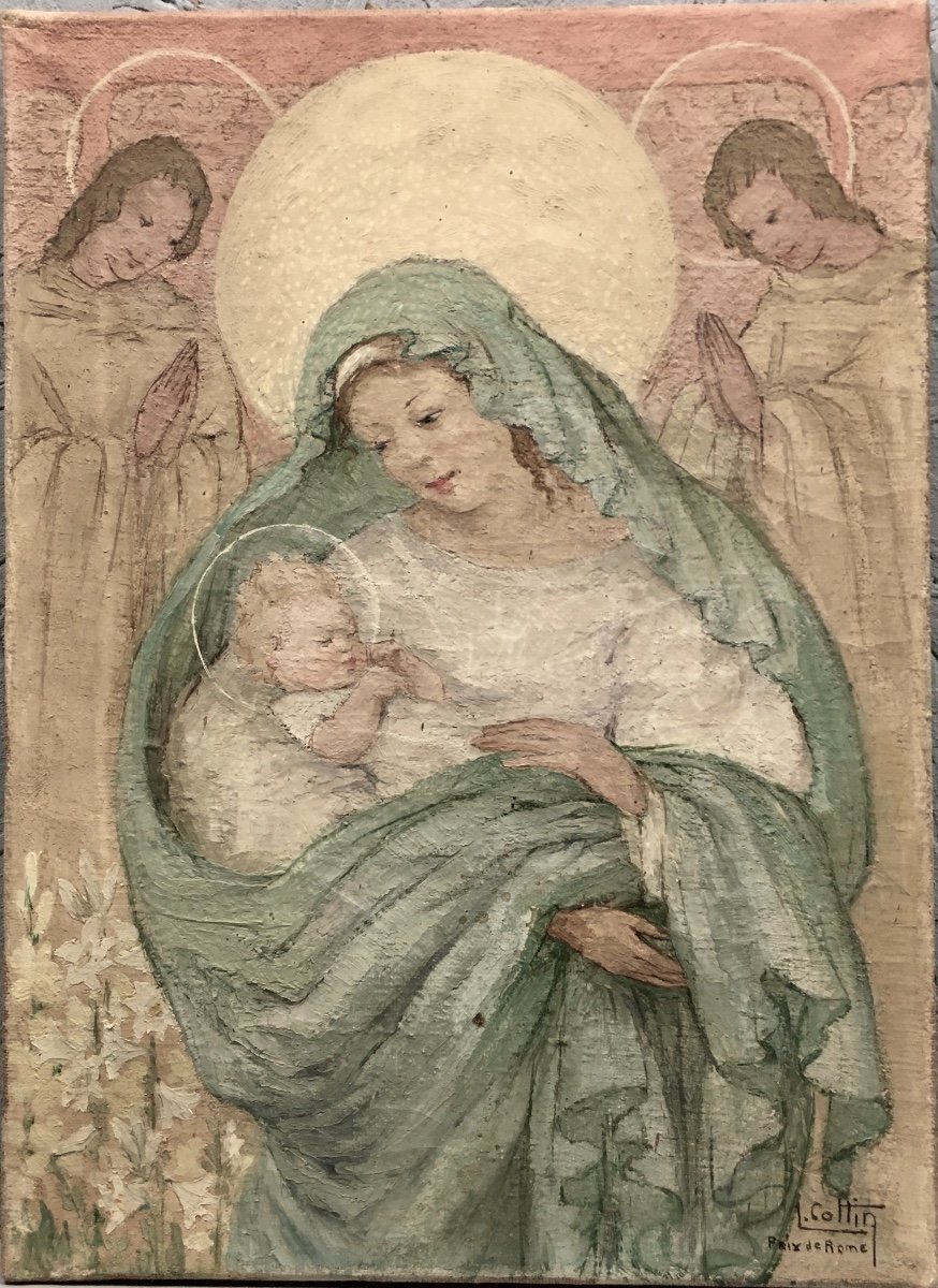 Vierge à l'Enfant Par Louise Cottin (1907-1974) Prix De Rome
