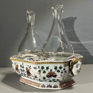 Faience Oil Cruet From Rouen Guillibaud