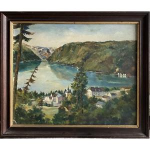 tableau Ulvik, Hardangerfjord, Norvège XXe siecle
