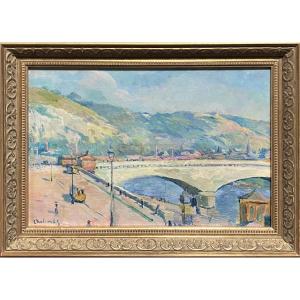 Tableau impressionniste. Pont Corneille à Rouen par Raymond de Chabaud La Tour (1865-1929)