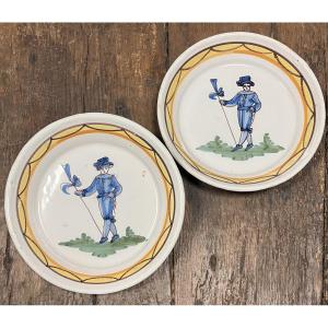  Pair Of Earthenware Plates From Saintes, Charente Maritime