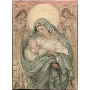 Vierge à l'Enfant Par Louise Cottin (1907-1974) Prix De Rome