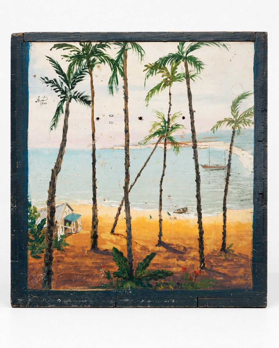 Coffre/Malle de peinte  a Décor de Marine  par A. Dubois – Memories of trips - 1897–1907-photo-2