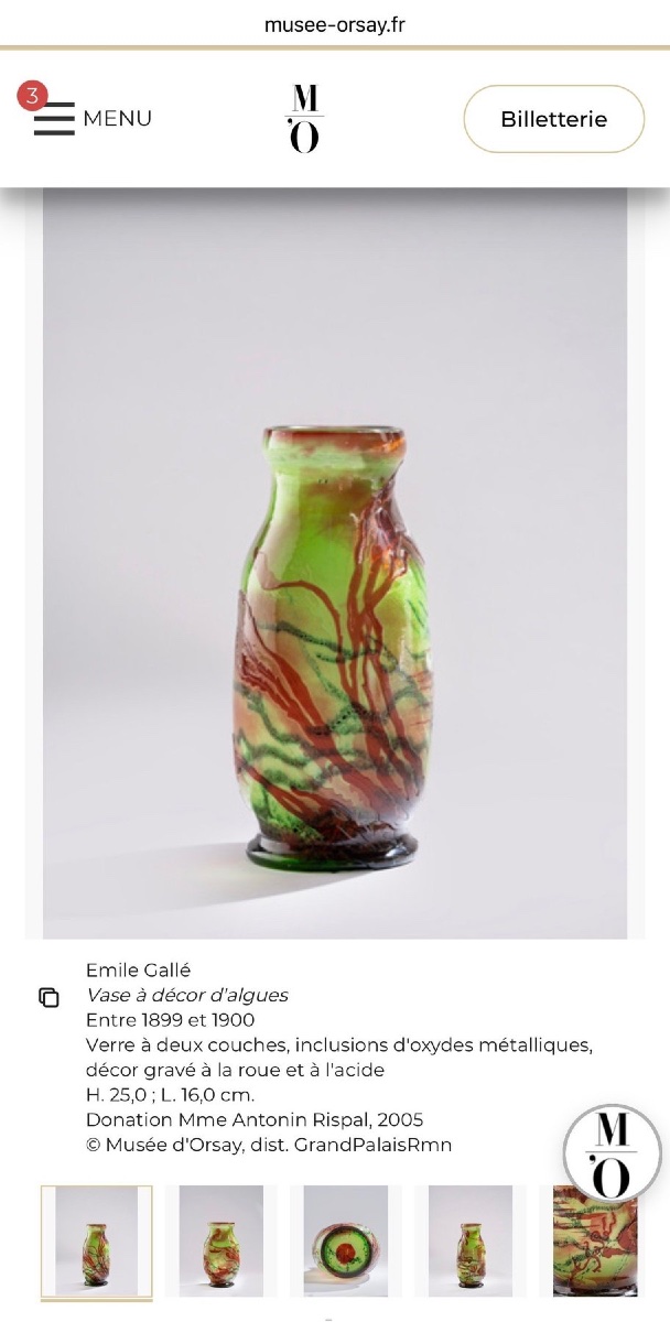 Émile Gallé - Vase  en verre multicouche dégagé à l’acide à décor d’algues marines - vers 1900-photo-2
