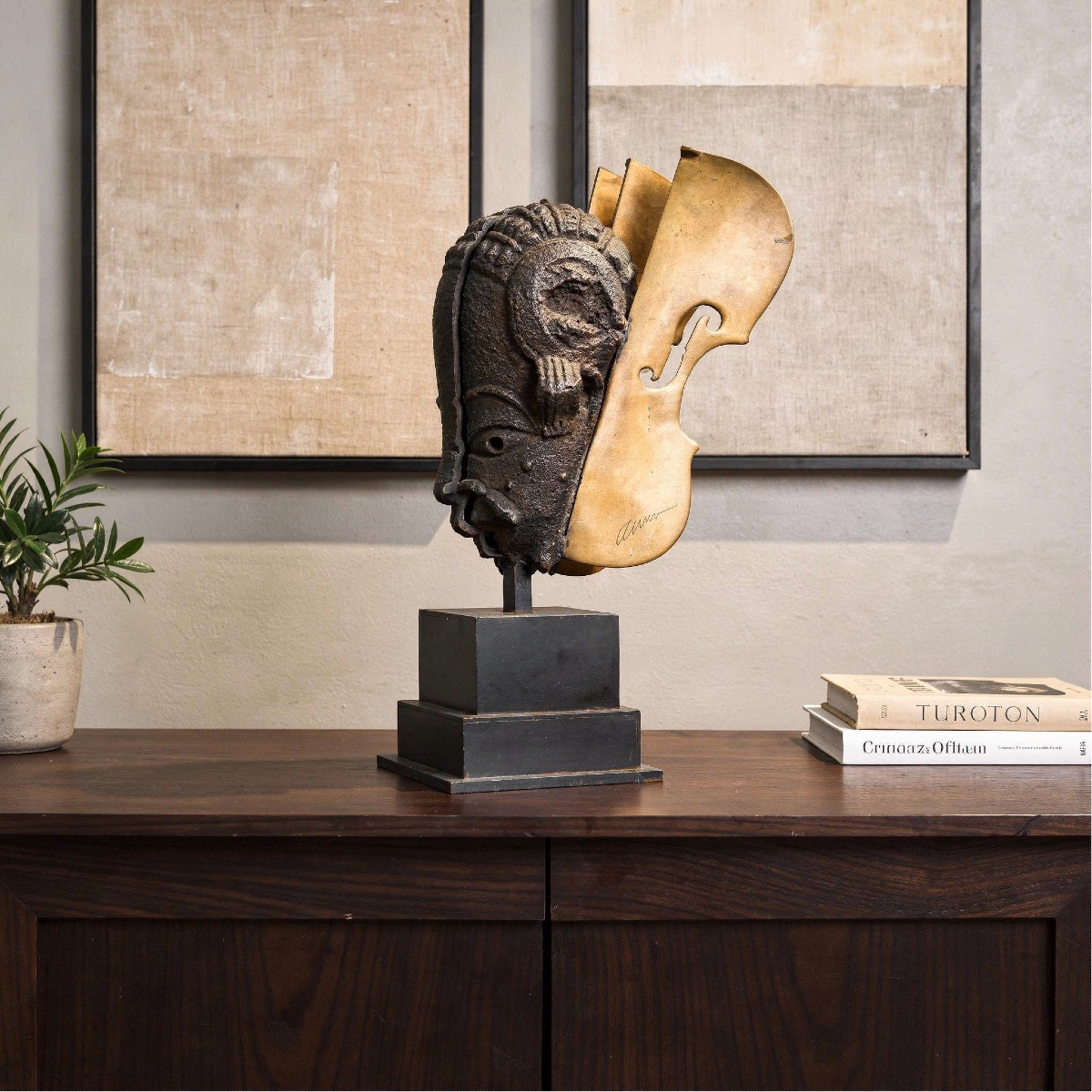 Fernandez Arman, Bronze, 51 Cm,  Tête Nok, 2002-photo-3