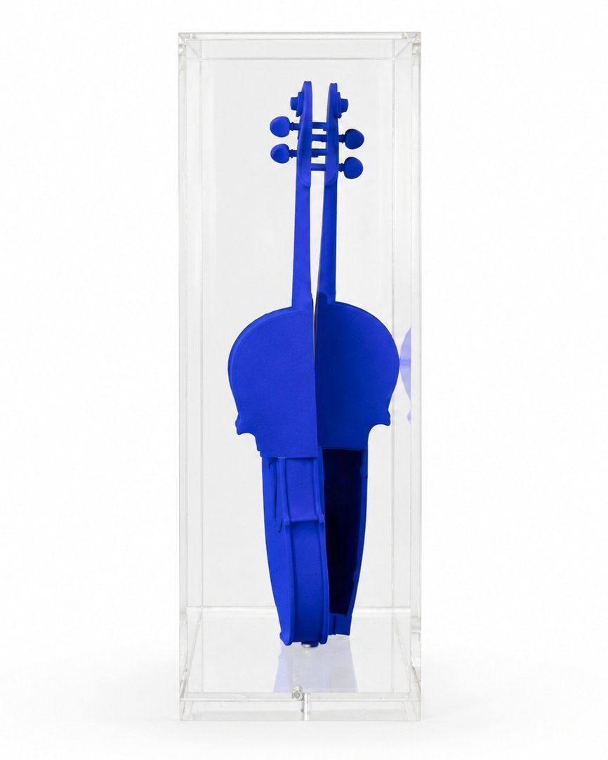 Arman – Homage To Yves Klein, 1993 – Ikb Violin Under Plexiglas – Hc 3/14-photo-2
