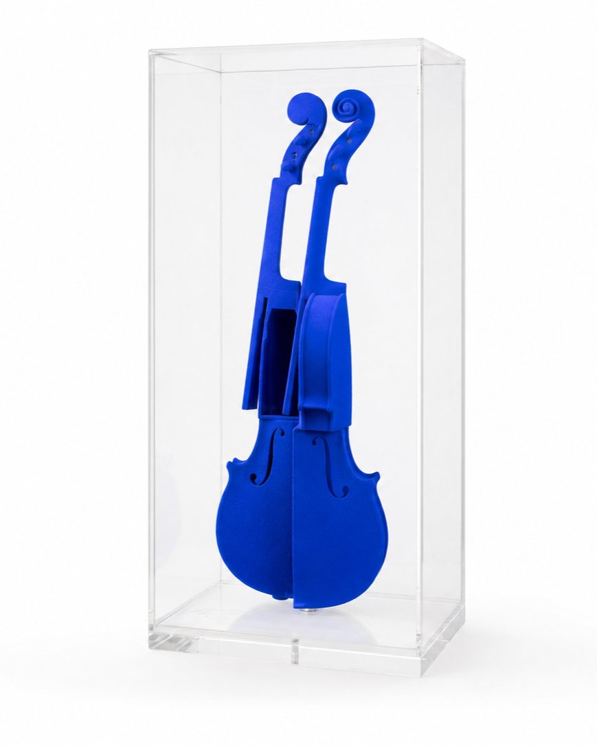 Arman – Homage To Yves Klein, 1993 – Ikb Violin Under Plexiglas – Hc 3/14-photo-1