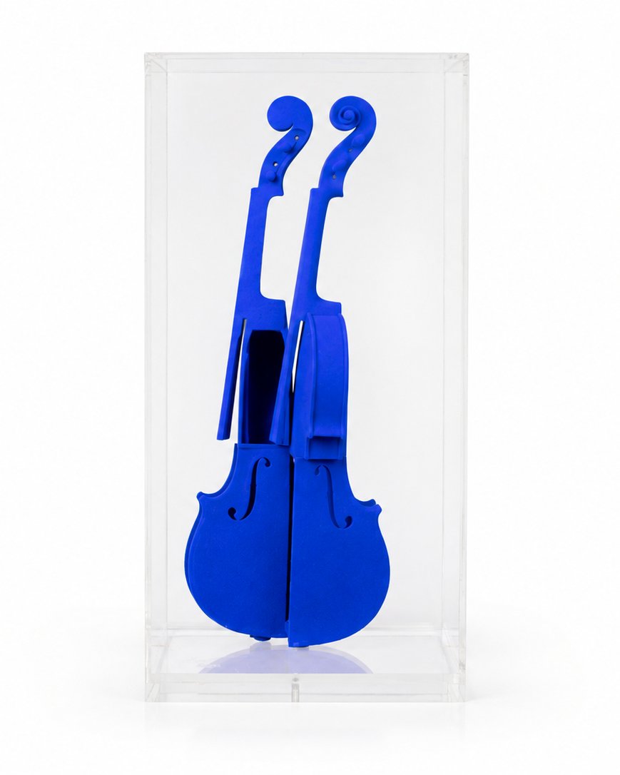 Arman – Homage To Yves Klein, 1993 – Ikb Violin Under Plexiglas – Hc 3/14