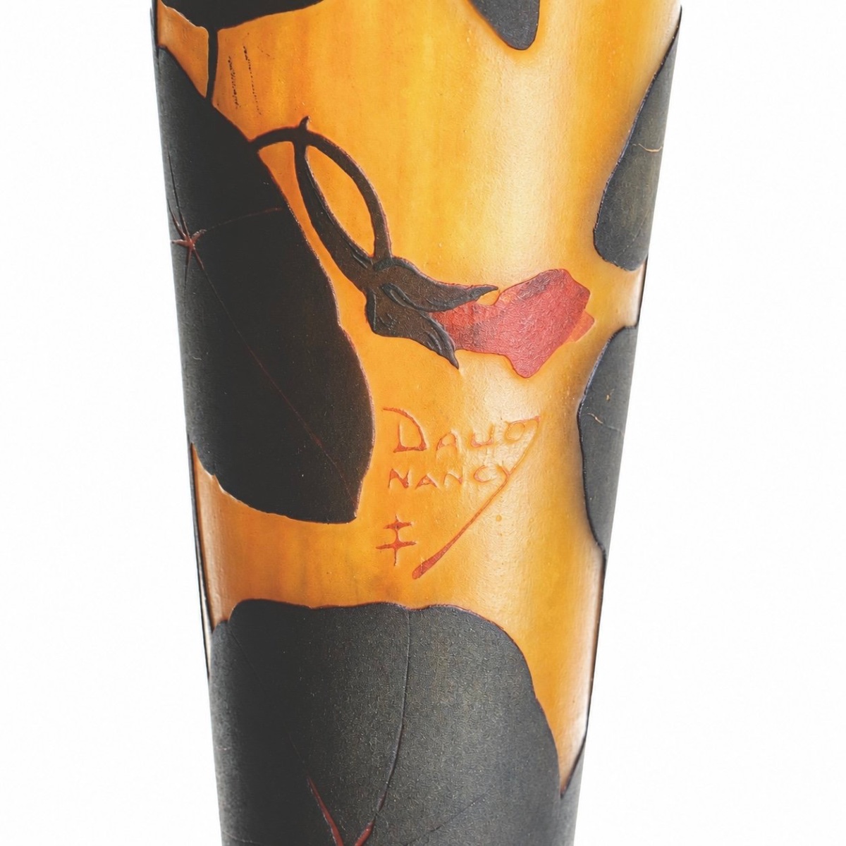 Daum Nancy – 59-cm Cameo Glass Vase With Nasturtium Decoration – Art Nouveau, Circa 1900-photo-4