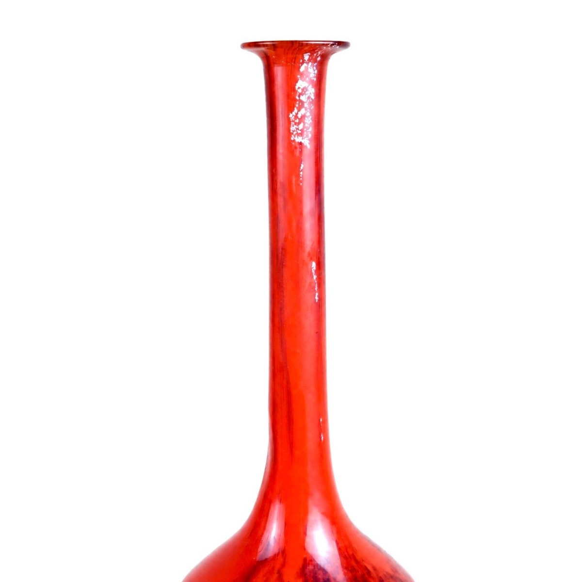 Müller Frères Lunéville - Vase - Grand vase soliflore Art déco en verre marbré rouge-photo-2