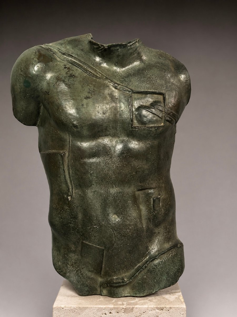 Igor Mitoraj (1944–2014) – Perseus – Patinated Bronze – 48 Cm-photo-3