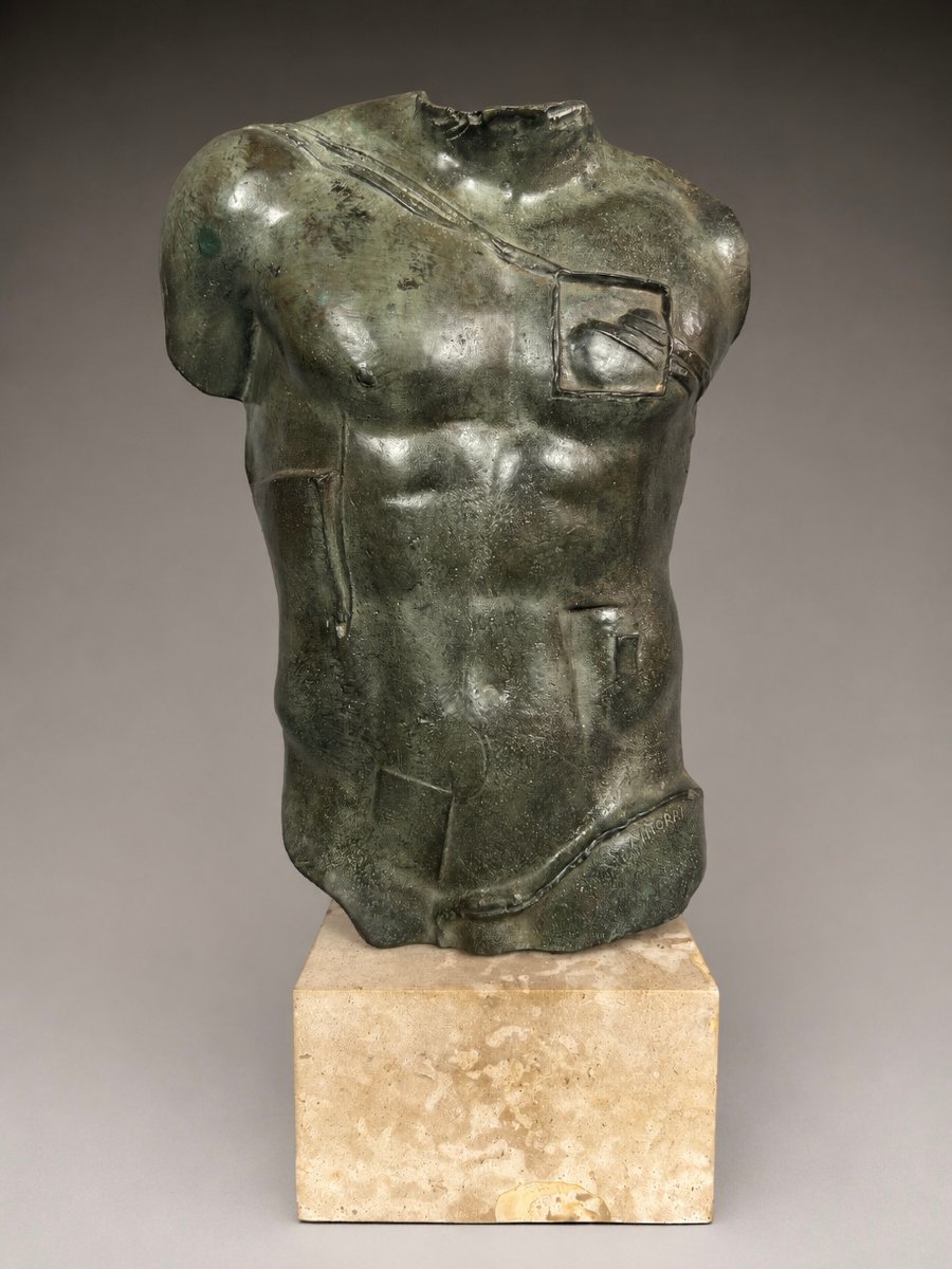 Igor Mitoraj (1944–2014) – Perseus – Patinated Bronze – 48 Cm