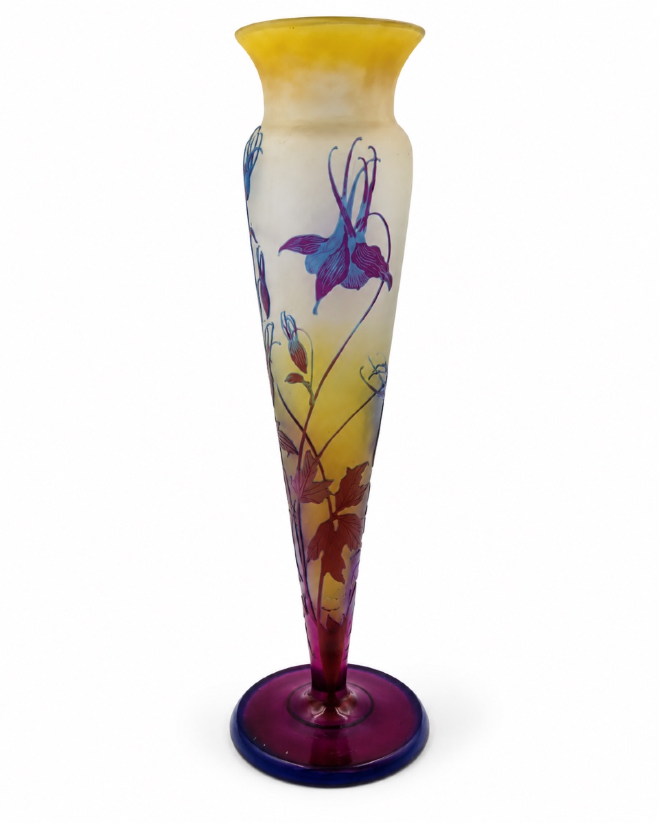 Galle Company (1904–1931) — Large Soliflore Vase With Blue Columbines-photo-2