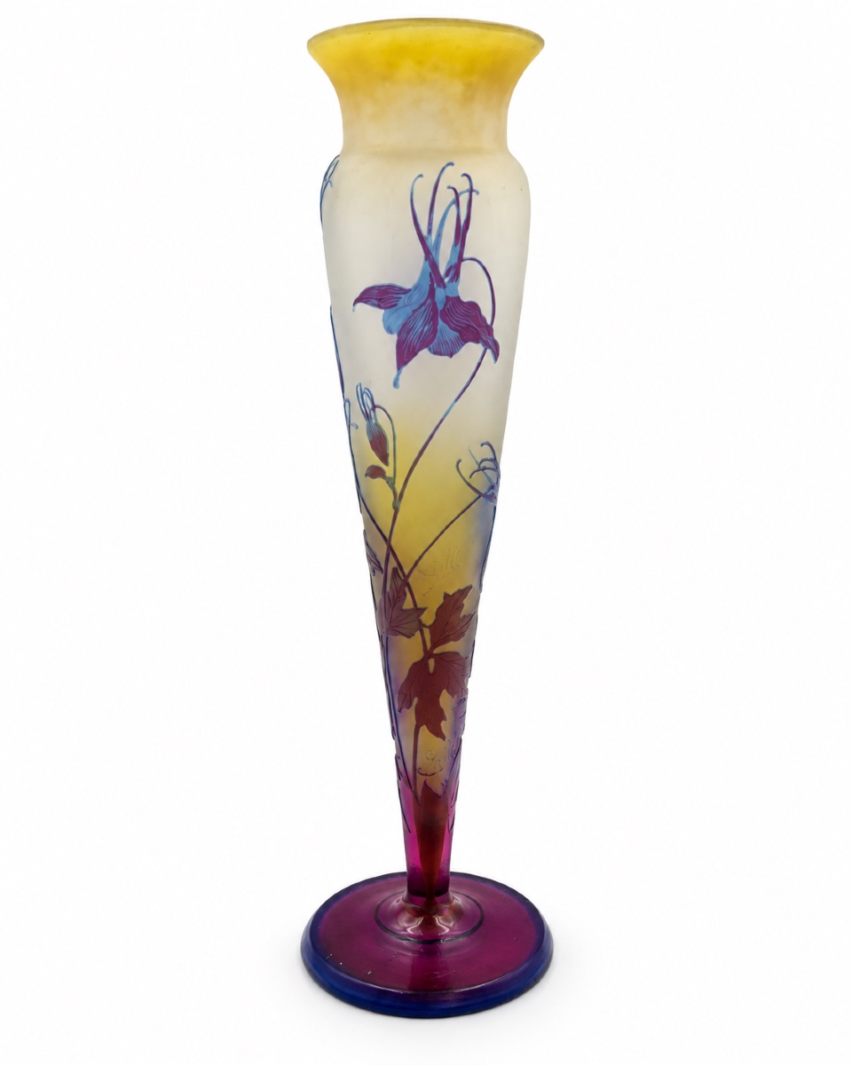 Galle Company (1904–1931) — Large Soliflore Vase With Blue Columbines-photo-1