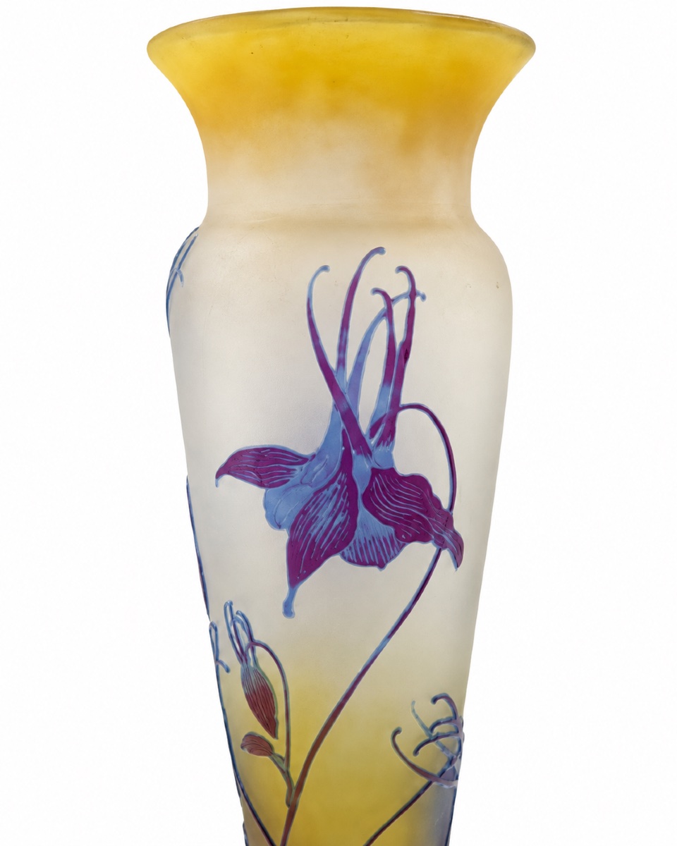 Galle Company (1904–1931) — Large Soliflore Vase With Blue Columbines-photo-2