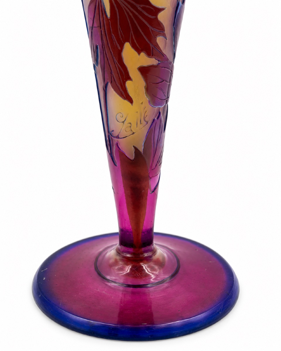 Galle Company (1904–1931) — Large Soliflore Vase With Blue Columbines-photo-3