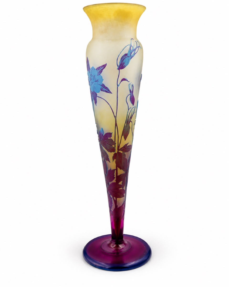 Galle Company (1904–1931) — Large Soliflore Vase With Blue Columbines-photo-6