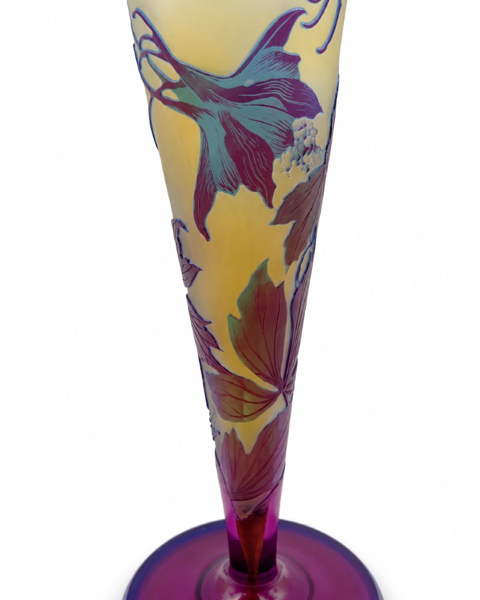 Galle Company (1904–1931) — Large Soliflore Vase With Blue Columbines-photo-7