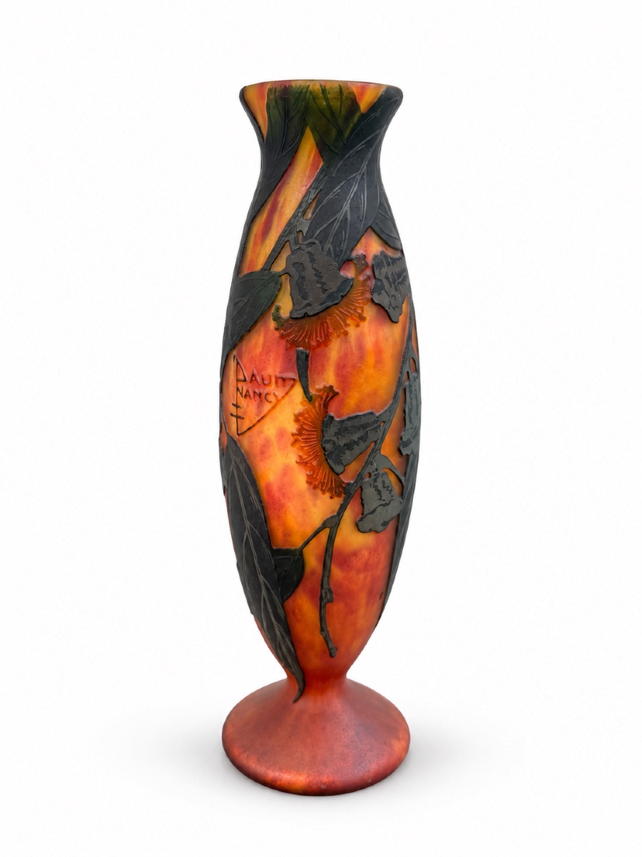 DAUM Nancy — Art Nouveau “Eucalyptus” Cameo Glass Vase – circa 1910 – 28 cm-photo-4