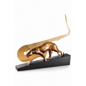 Fernandez Arman (1928–2005) - Sculpture, Jazzy Jaguar - 66 Cm - Bronze, Metal - 2004