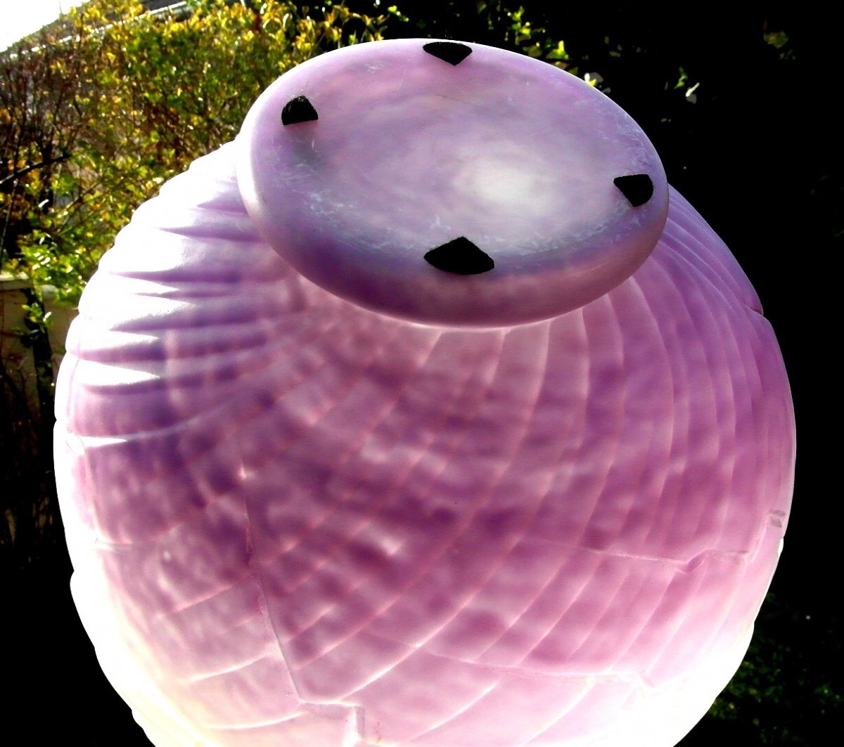 Nice Large Art-deco Ball Vase Schneider, Perfect, Signed, Rare Purple Model, Era Daum Galle 1920-photo-4