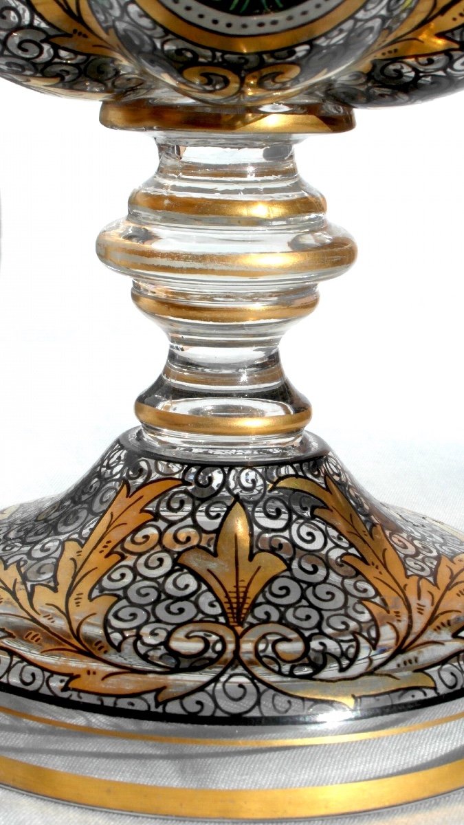 Joli Vase Calice De Julius Muhlhaus, Verre De Boheme, Haida, 1910, Parfait, Era Daum Galle -photo-6