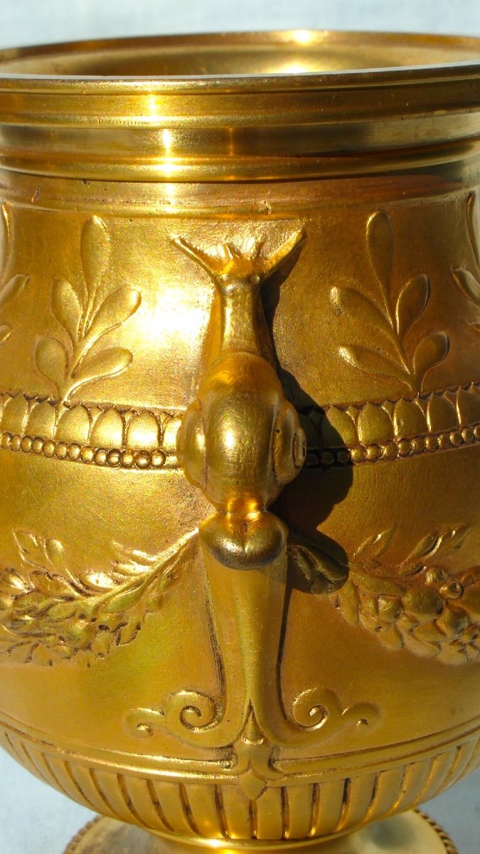 Charmant Vase 1900 "aux escargots" en bronze doré par F. BARBEDIENNE, parfait, era siot susse-photo-3