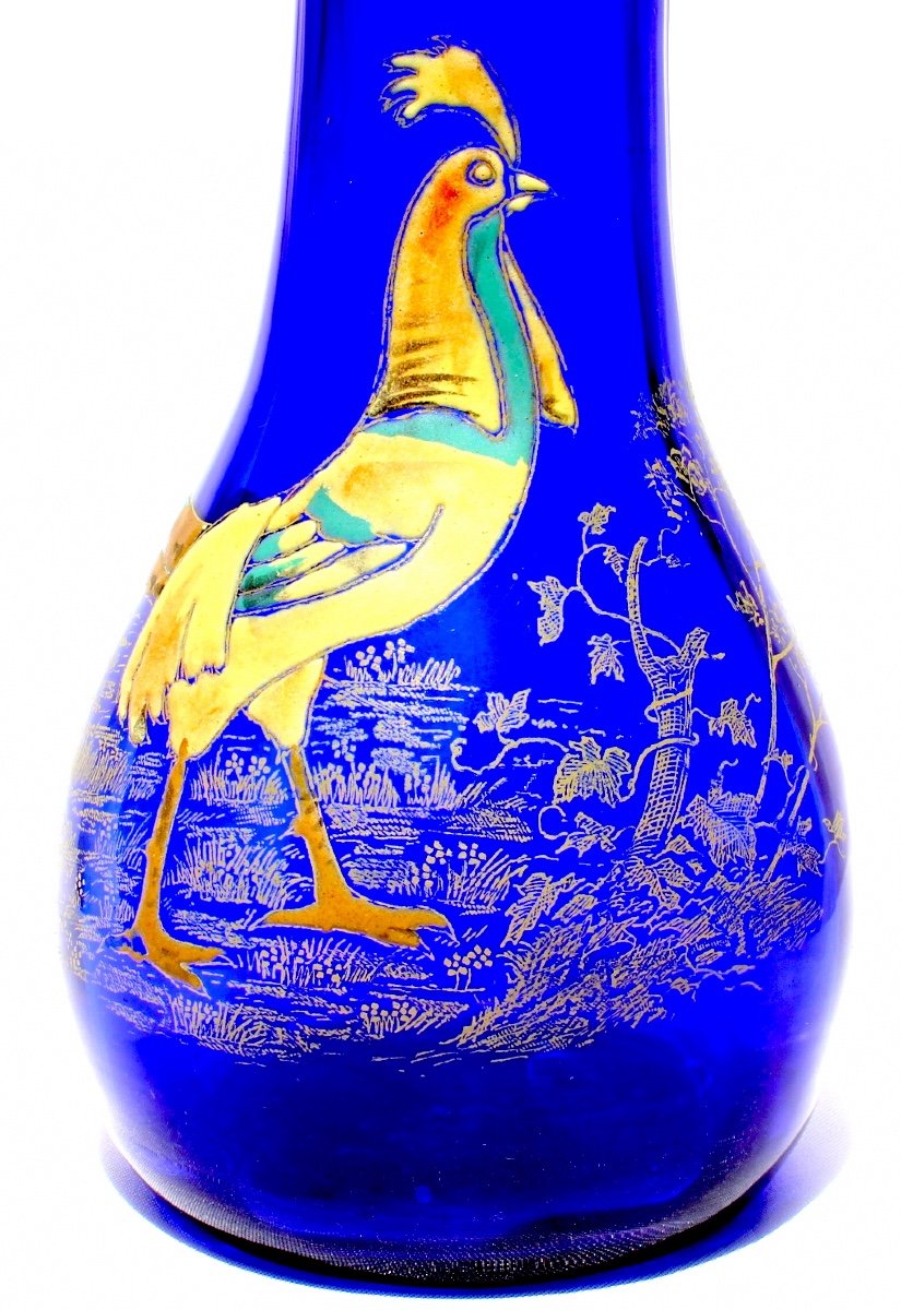 Paire De Vases Legras  "coq Et Poule" émaillés, Parfait,  Vers 1900, Era Daum Galle Art-nouveau-photo-4