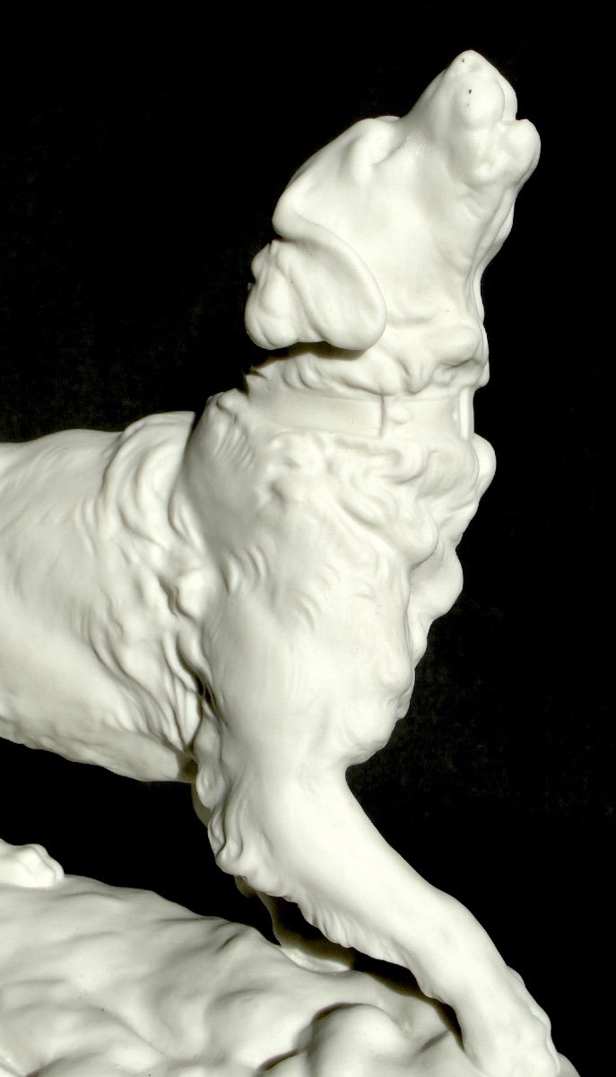 Pretty Biscuit Subject "the Setter" By Charles Valton, Manufacture Nationale De Sevres, 1926